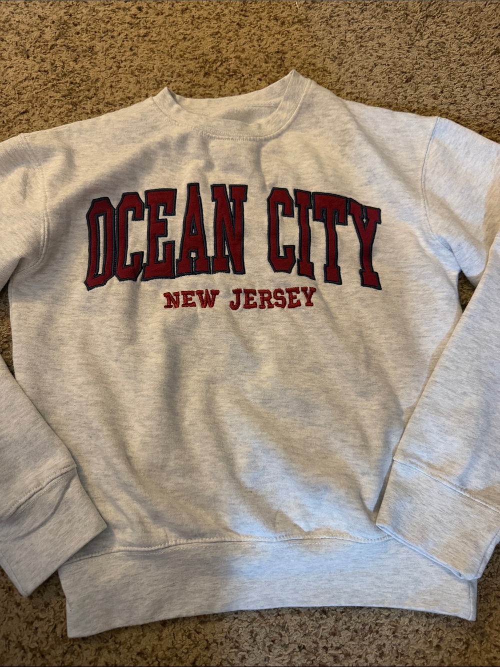 Ocean City New Jersey Red Lettering Crewneck Sweatshirt - Women
